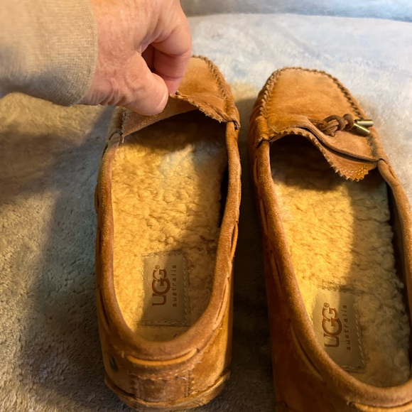 UGG Sz 8 Roni Moccasin Slipper Suede Leather Loafer Shoes Chestnut Brown Women’s - Picture 7 of 16